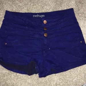 Blue button up refuge shorts